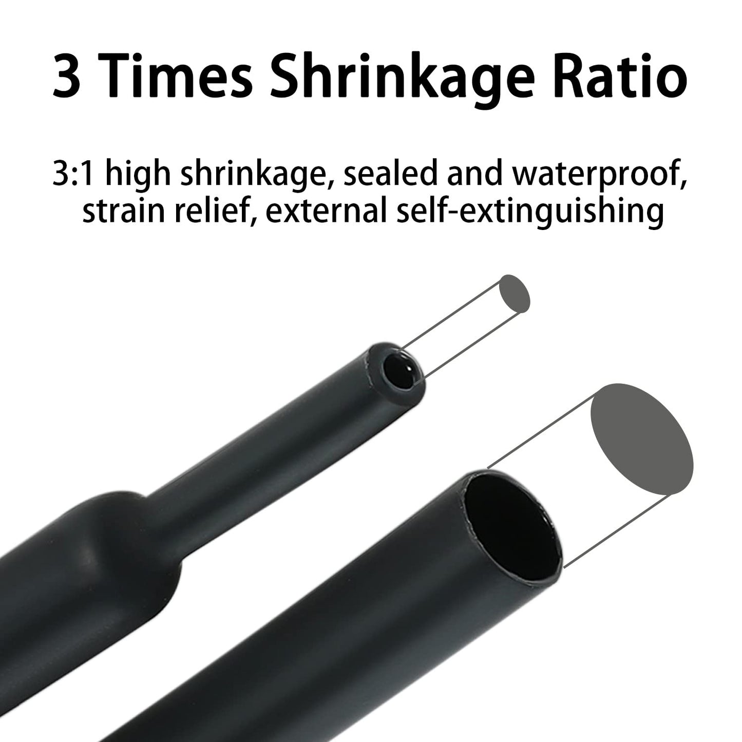 3:1 Ratio Heat Shrink Tubing Roll Adhesive Lined Industrial Marine Grade Dual Wall Heat Shrink Tube Waterproof and Sealed Black (1 inch(25.4 mm), 10 Feet)