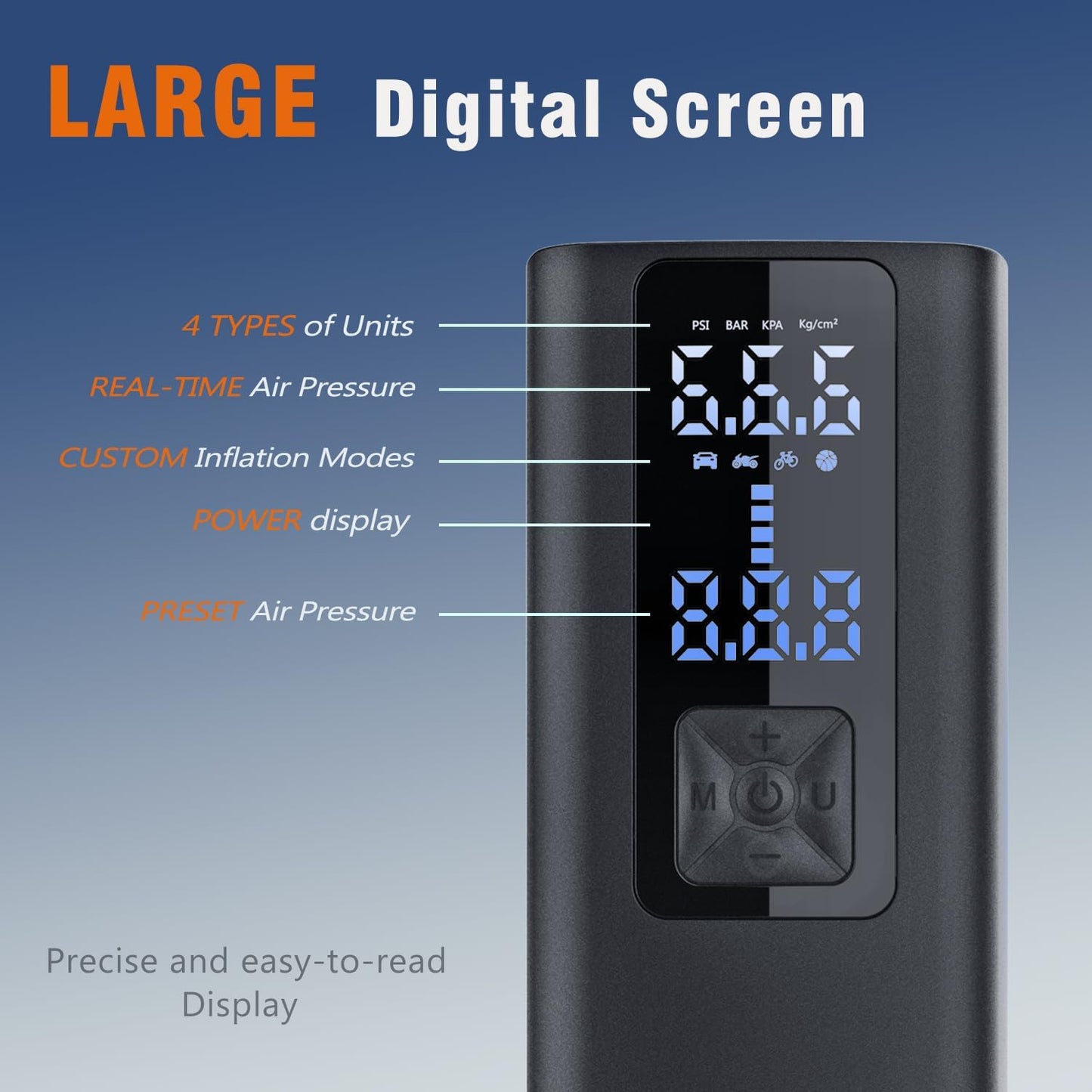 Portable Cordless Tire Inflator Air Compressor Pump for Car Motorcycle Bicycle Digital Pressure Gauge Shut Off LED Light 150PSI Fast Inflation for Tires Balls Sports Equipment