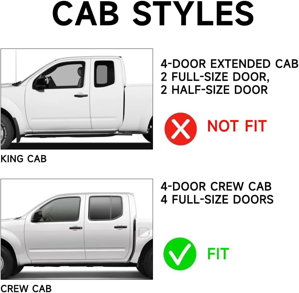 Window Visor Rain Guards Fit for Nissan Frontier Crew Cab 2005-2021 Trucks, Outside Mount Vent Deflector, Smoke Tinted Side Wind Window Deflectors for Nissan Frontier Accessories 94407