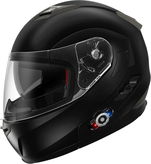 Motorcycle Helmet Bluetooth 5.0 Integrated New EPS FreedConn BM2-S Modular Flip Up Dual Visor Motorbike Helmet DOT FMVSS-218 Approved MP3 FM for Adults Men Women(Small, Matte Black)