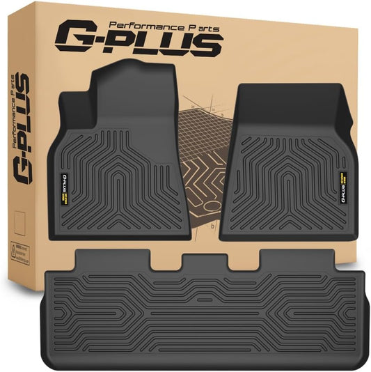 G-Plus Floor Mats for Tesla Model Y 2020 2021 2022 2023 2024(Fit 5-Seat,NOT Fit 7-Seat) TPE Custom Fit All Weather Full Cover Protection Floor Liners 1st & 2nd Row Model Y Car Mats