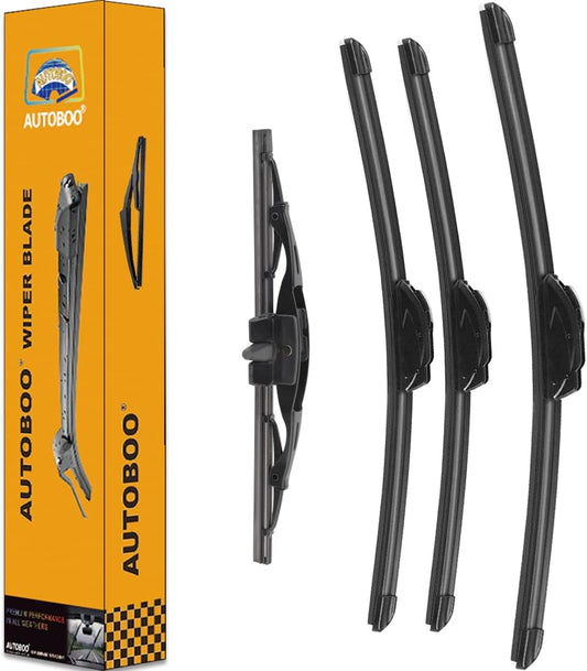 AUTOBOO 16"+14"+14" Windshield Wipers with 10" Rear Wiper Blade Replacement for Toyota FJ Cruiser 2014 2013 2012 2011 2010 2009 2008 2007-Original Factory Quality (Pack of 4)