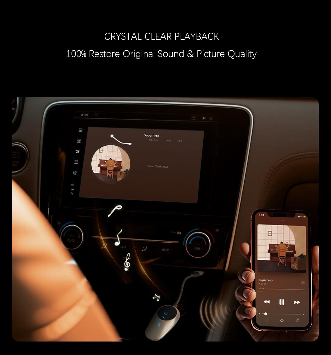 Wireless CarPlay Adapter for iPhone with LED Display 2025 Upgrade, Convert Wired to Apple Wireless CarPlay Adapter, Stable Control & No Delay CarPlay for iOS 10+ & Cars from 2015+, Space Silver