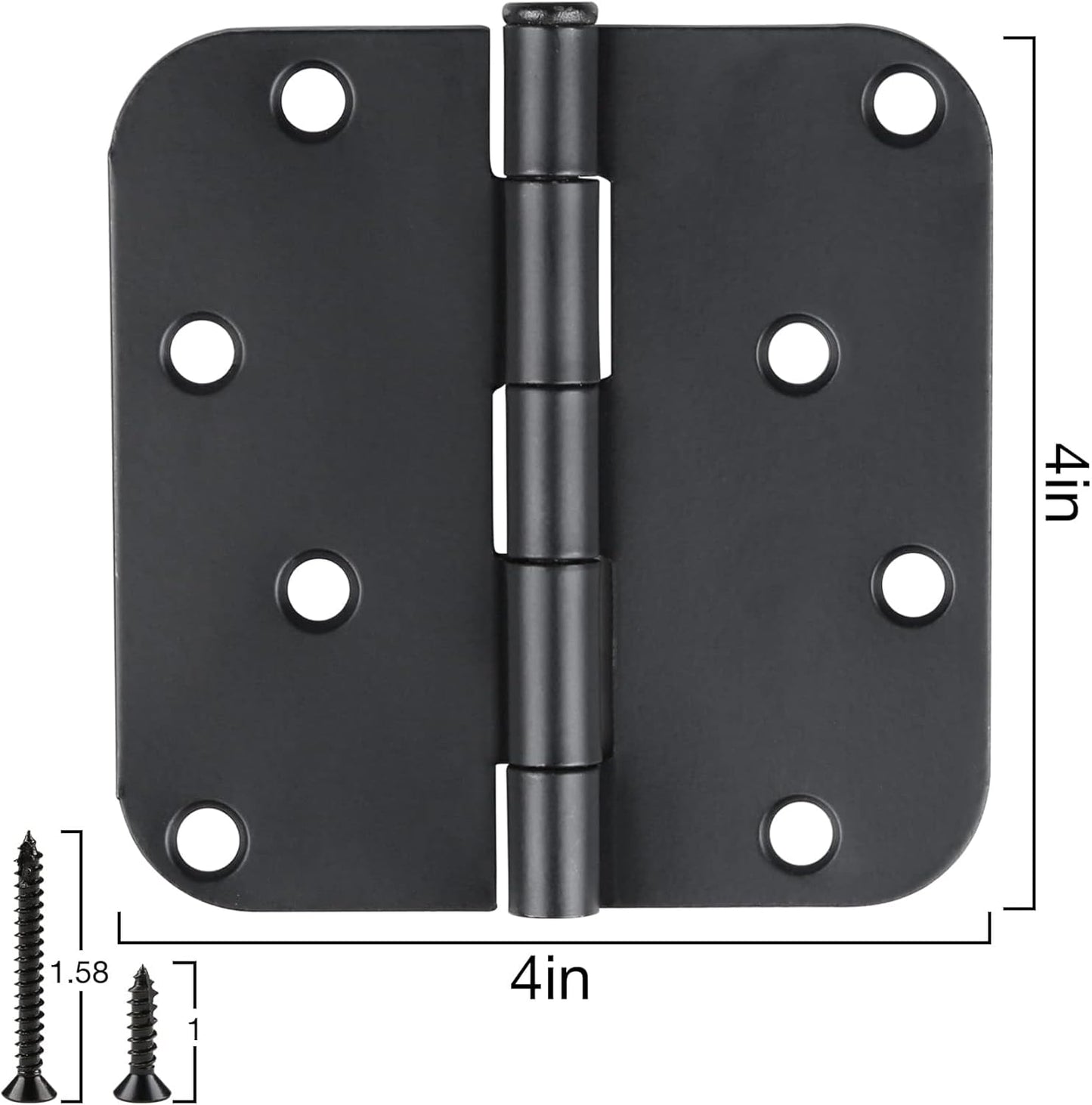 18 Pack Black Door Hinges 4 Inch x4 Rounded Heavy Duty Exterior Door Hinges Black Matte Black Hinges for Interior Doors,Front/Entry/Hinged/Steel/Barn-Style/Inside/Outside Door Hardware Hinge 8 Holes