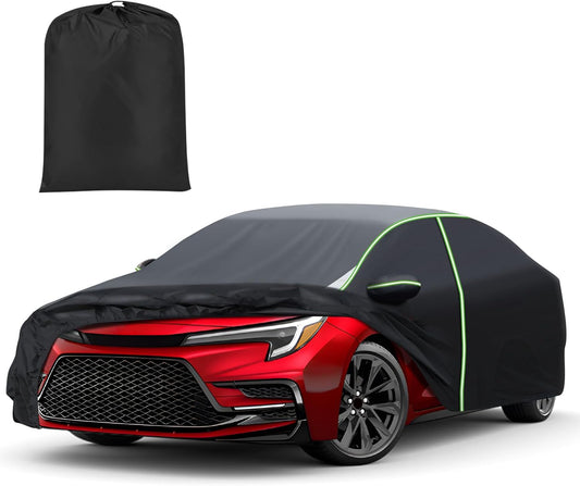 Mixsuper Liner Car Cover for Toyota Corolla 2000-2026, 7 Layers Waterproof Car Cover Accessories for Corolla with Zipper Door, Windproof Straps, Reflective Strips, Anti-UV, All Weather