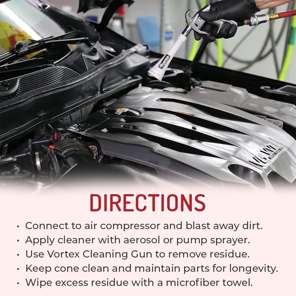 HI-TECH Vortex II Air Cleaning Gun – Pro Auto Detailing Tool for Deep Cleaning Interiors & Exteriors – Uses Air Compressor – Blasts Dust, Dirt & Grime Fast