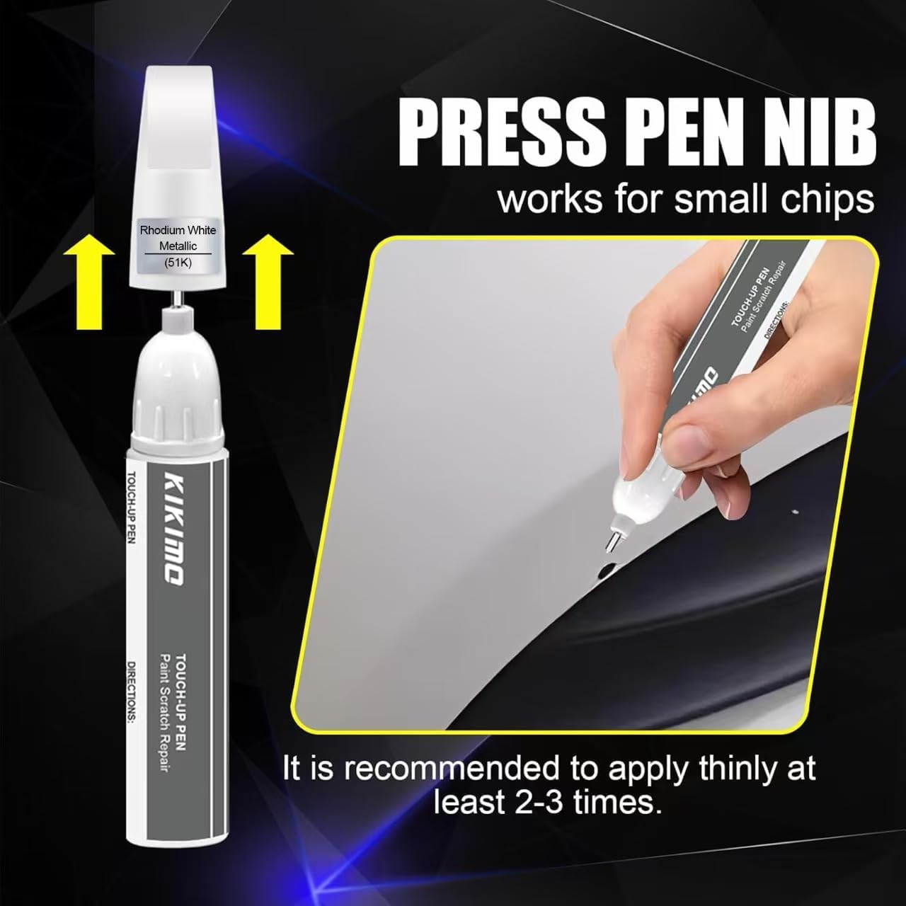 KIKIMO for Mazda Touch Up Paint(Polymetal Gray Metallic(47C)), Car Paint Repair Kit for Mazda, 2 In 1 Scratches Repair with Pen Tip and Brush, Color-Matched for Quick & Easy Fix