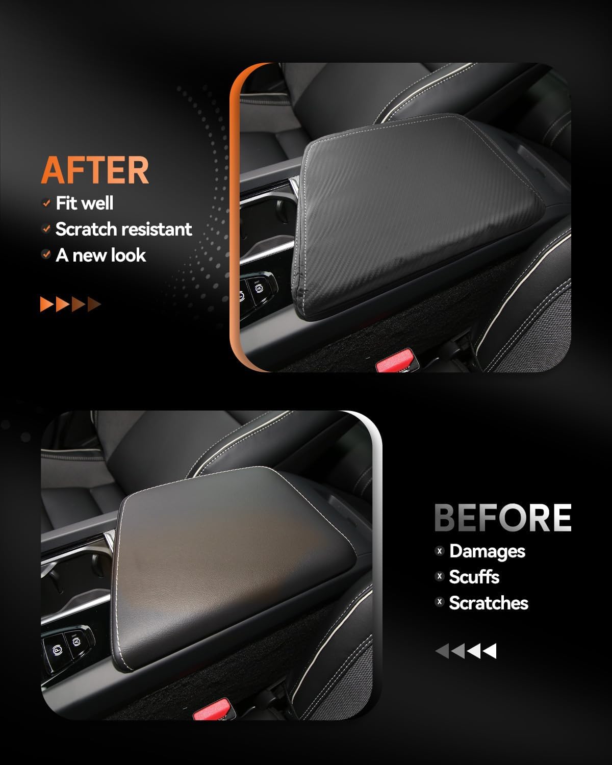 CDEFG for Volvo XC60 2018-2025 Center Console Cover Armrest Box Cover for XC60 (Core, Plus, Ultra) 2020 2021 2022 2023 2024 2025 Accessories Console Arm Rest Protector