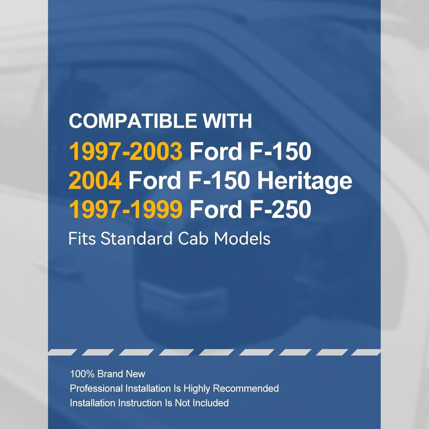 Auto Dynasty Set of 2 Carbon Fiber Pattern Window Visors Compatible with 1997 1998 1999 2000 2001 2002 2003 2004 Ford F150 F250 Heritage, Tape-On Rain Guards Shield Vent Shade Deflector Glossy Black