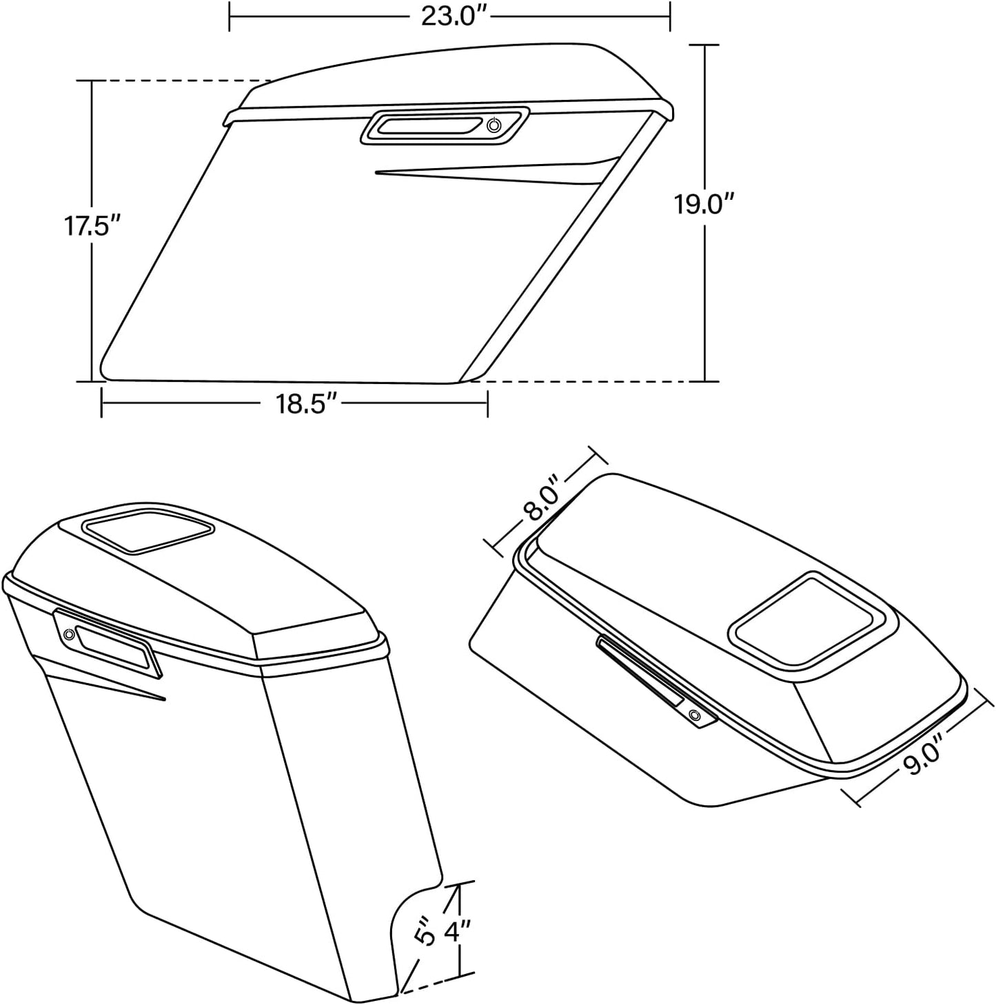 XFMT Motorcycle 5" Stretched Hard Saddlebags W/ 6 x 9 Inches Speaker Lids For Harley Touring Road King Road Glide Street Glide Electra Glide Ultra Classic 2014-2023 (Black Latches)