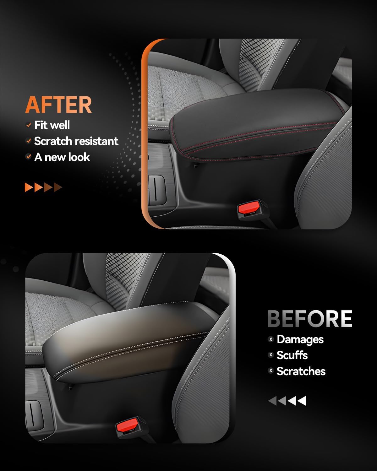 CDEFG for Ford Escape 2020-2025 Center Console Cover Armrest Box Cover for Escape 2020 2021 2022 2023 2024 2025 Accessories Console Arm Rest Protector