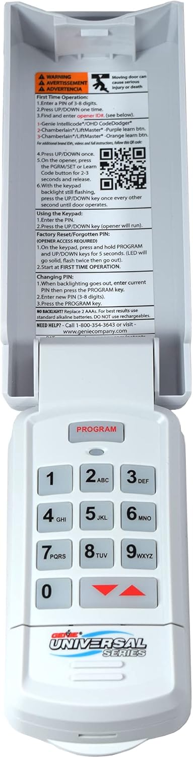 Genie Genuine GUK-R Wireless Universal Garage Door Opener Keypad, Compatible with LiftMaster, Chamberlain, Genie, Craftsman and More