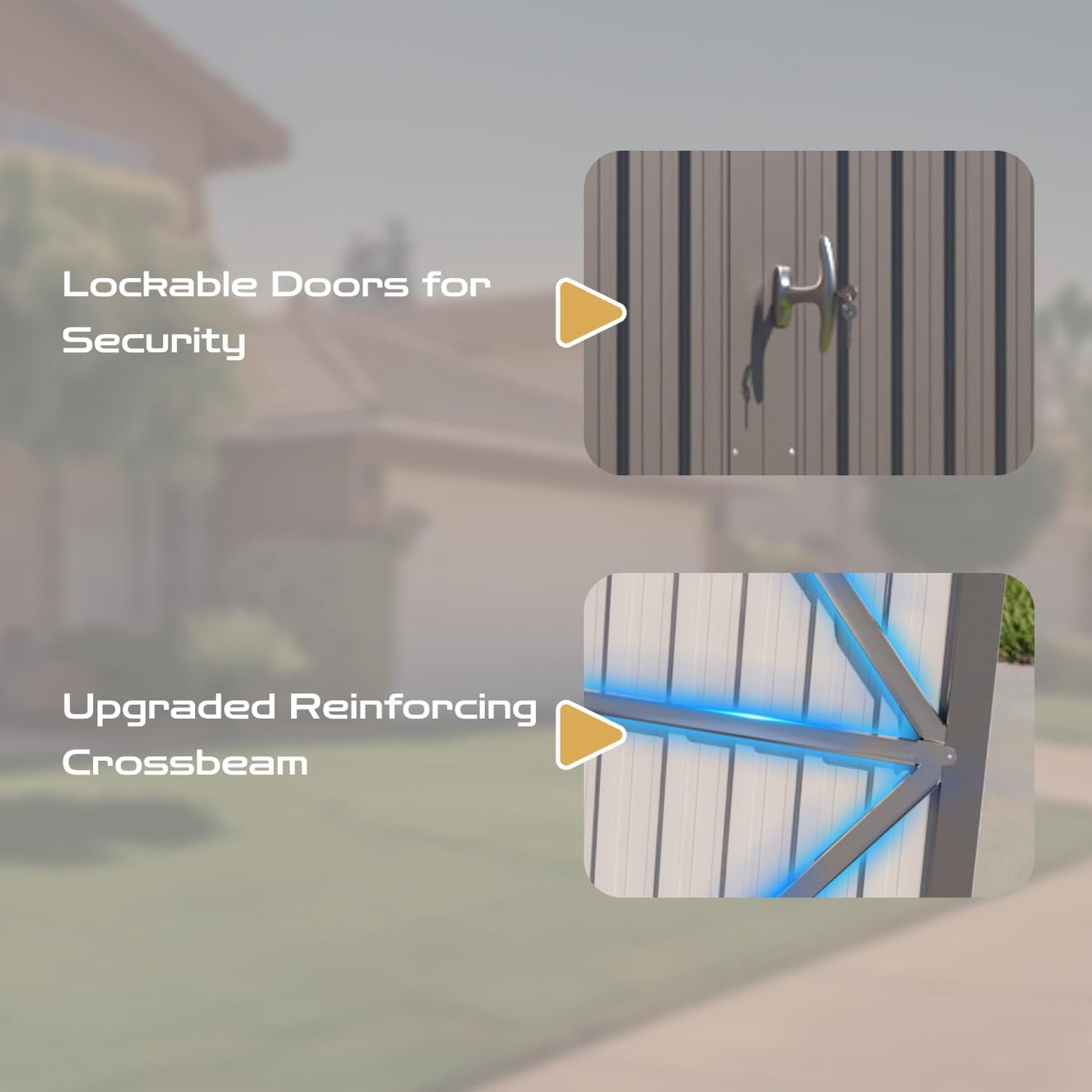 5’ x 10’ Motorcycle Storage Sheds, Metal Shelter & Garage with Windows and Lockable Door Handle, Heavy Duty Vehicle Shed for All Weather, Track System Included, Anthracite