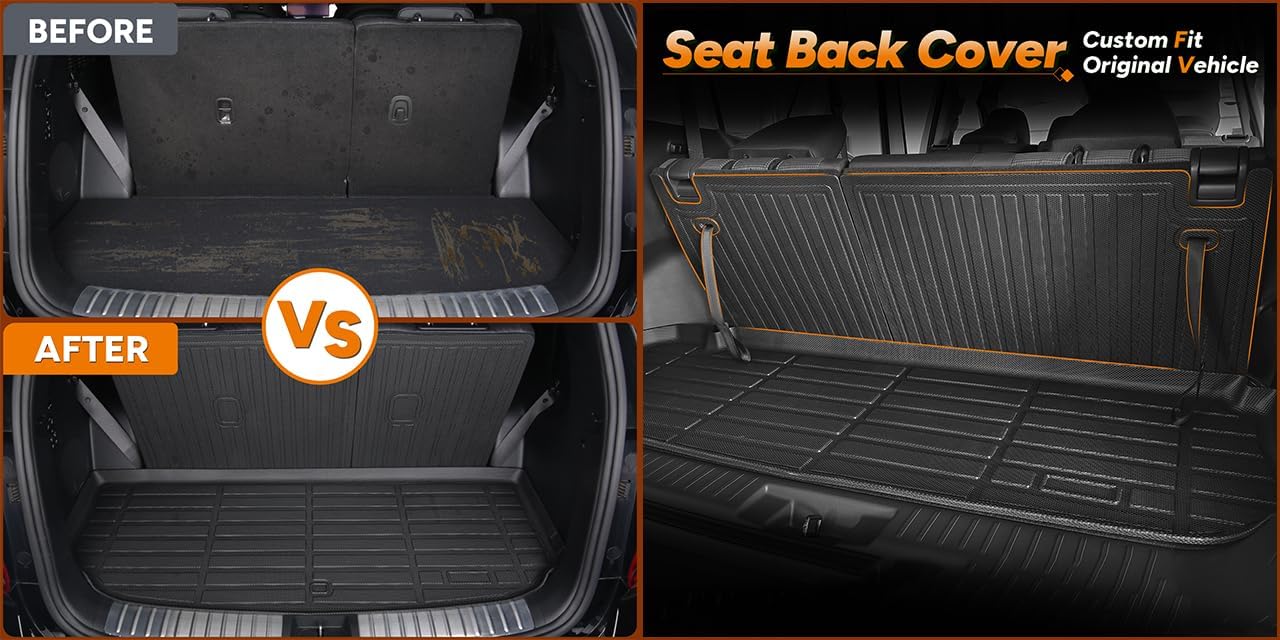 Binmotor-Floor Mats & Cargo Liner Set for Mazda CX50 Hybird 2025, All Weather Car Floor Mat Seatback Cargo for CX 50 Hybird Accessories, Rubber Mats TPE Car Liners for CX-50 Hybird Trunk Liner-Black