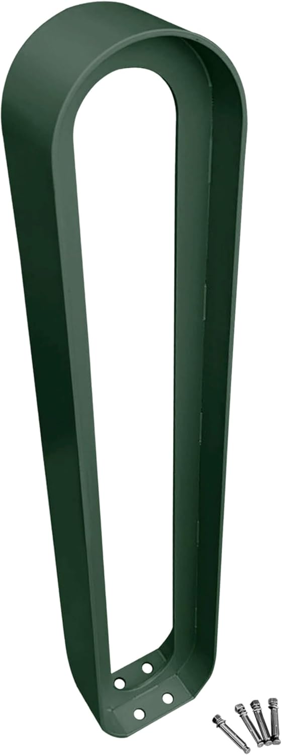 Sandbaggy Modern Commercial Bike Rack | 6.5” x 3” x 35” Oval Design | In-Ground | Anchor Bolts Included (Green, 1)