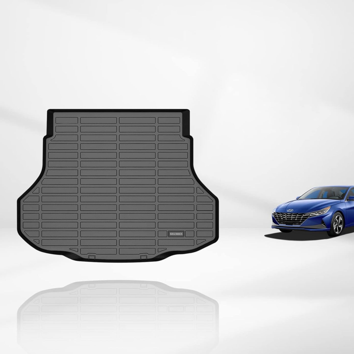 KELCSEECS® All-Weather Cargo Liner for Hyundai Elantra & Elantra N & Elantra Hybrid 2025 2024 2023 2022 2021 Custom Fit Car Floor Mat (Trunk Mat) - Black