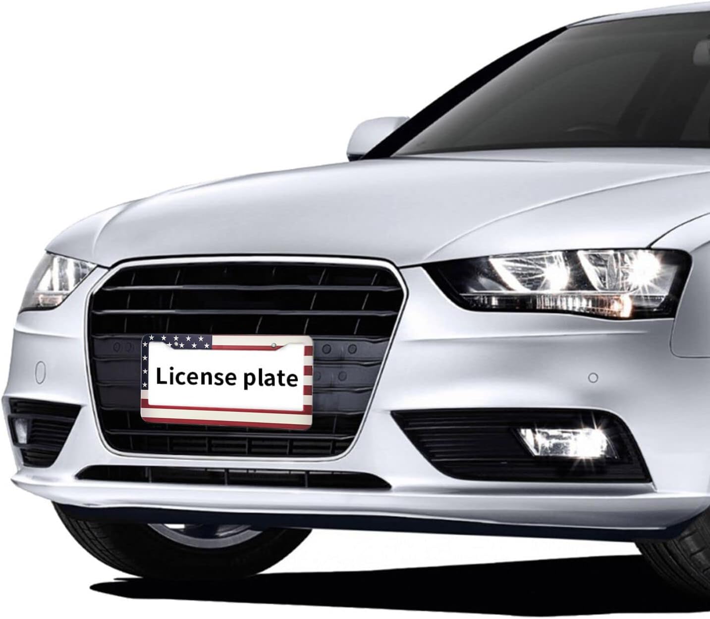 American Flag License Plate Frame,Patriotic License Plate Frame,Flag License Plate Frame US Car Tag Frames Holders Covers Stainless Aluminum 2 Pack 2 Holes Car Accessories