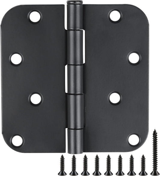 18 Pack Black Door Hinges 4 Inch x4 Rounded Heavy Duty Exterior Door Hinges Black Matte Black Hinges for Interior Doors,Front/Entry/Hinged/Steel/Barn-Style/Inside/Outside Door Hardware Hinge 8 Holes
