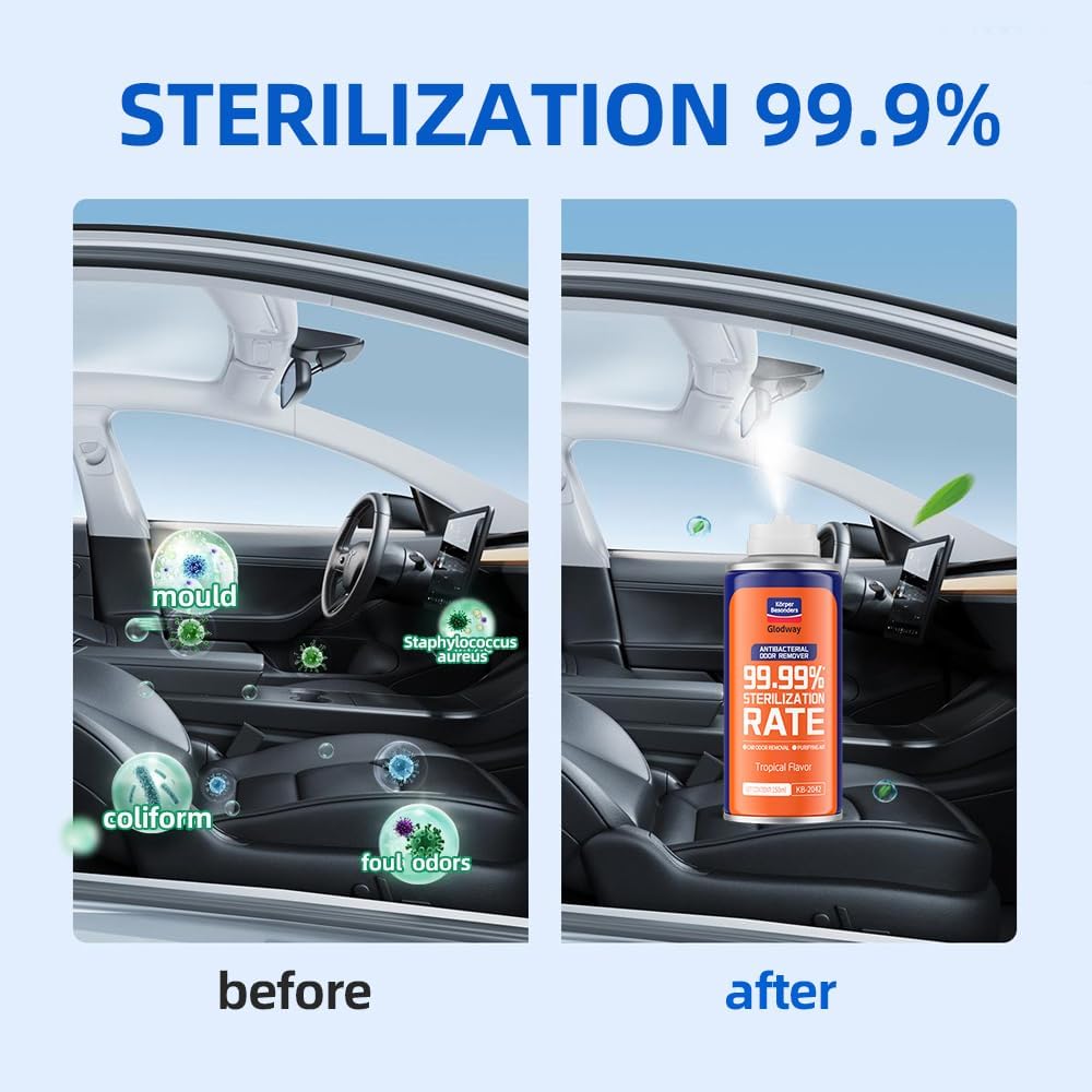 Glodway Whole Car Air Refresher Spray,Odor Eliminator Eliminates Strong Vehicle Odors,Tropical Flavor Scent-6 Ounce Spray Bottle (Plack of 2)