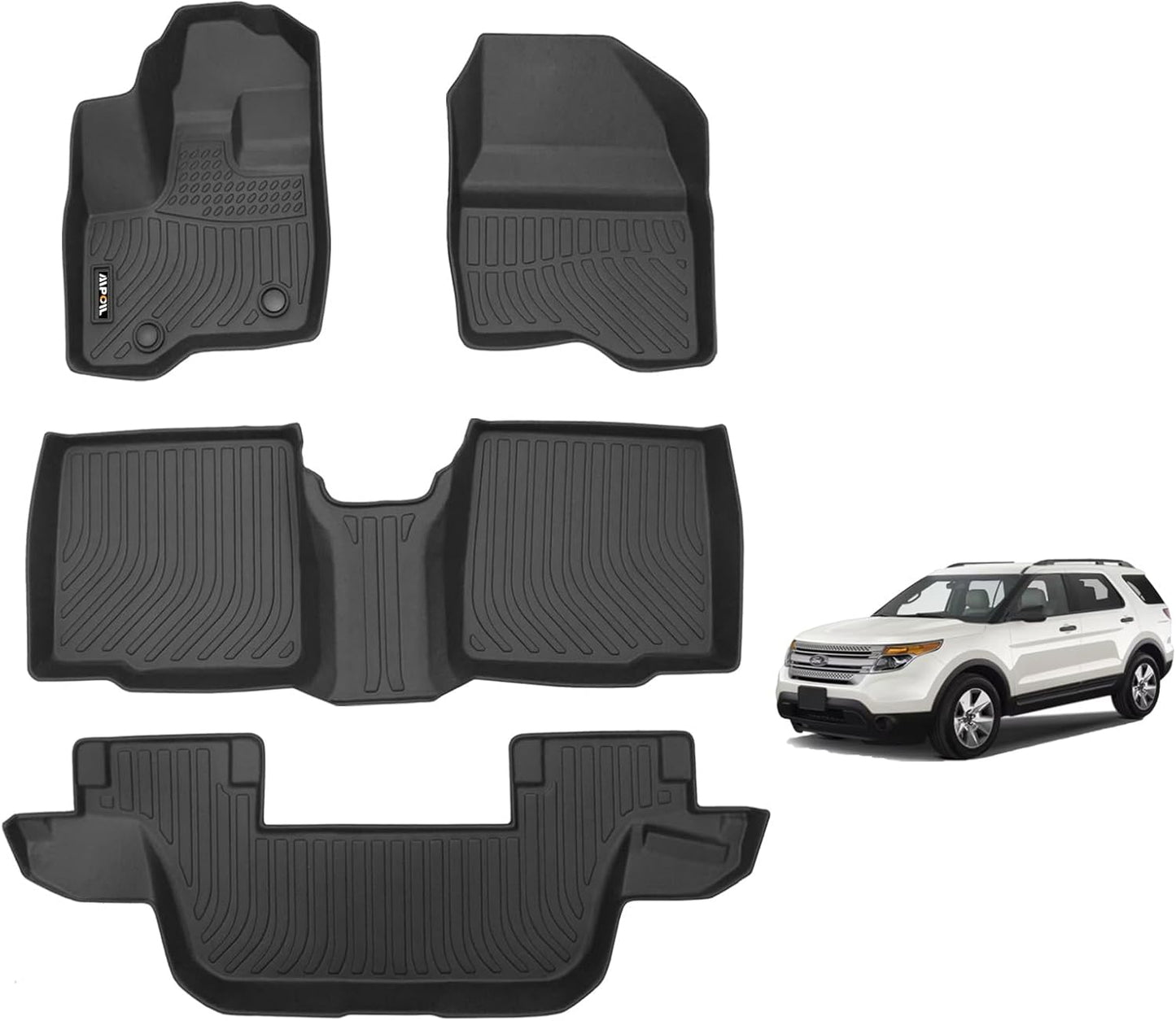 AIPOIL® Floor Mats for 2011-2014 Ford Explorer 7 Seats | All-Weather | Easy to Clean | All-Round Protection丨Full Set Automobile mats Accessories.