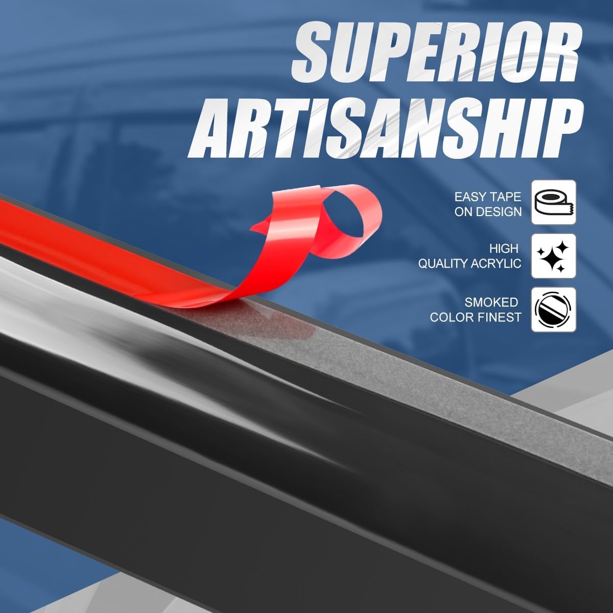 Auto Dynasty 4Pcs Carbon Fiber Pattern Window Visors Compatible with 2003-2011 Honda Element, Tape-On Front & Rear Window Deflectors, Glossy Dark Smoke