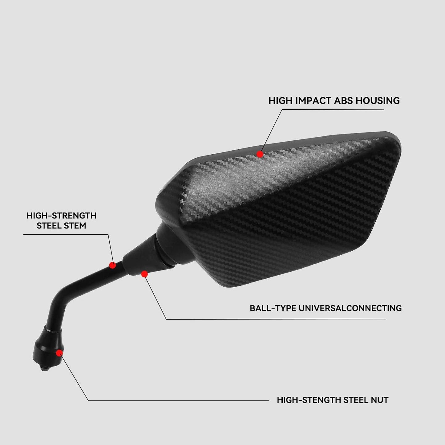 ATV Mirror, Side Rearview Mirrors for Bike Motorcycle ATV Scooter Cruiser with 8mm 10mm Bolt, 7/8" Handle Bar Mount Clamp Compatible with Suzuki Yamaha Honda Kawasaki Victory and More