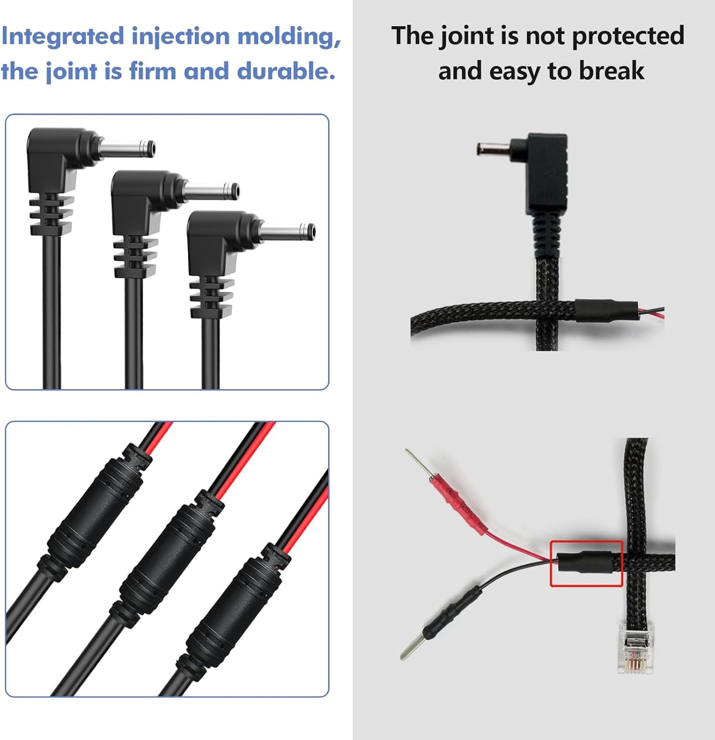 Radar Detector Hardwire Power Cord, Rearview Mirror Plug Cable, with Inline Fuse Holder,Suitable for Uniden Escort Beltronics Valentine One Cobra Whistler Radar Detector,3-Piece Set,17.7'' (DC3.5)