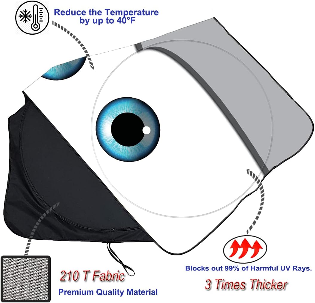 Gven Windshield Sun Shade 2025 Windshield Cover Sun Shade Automotive Interior Sun Protection Front Windshield Car Eyes Sun Visor Protector Blocks UV Rays Keep Your Vehicle Cool (Grey, XL)