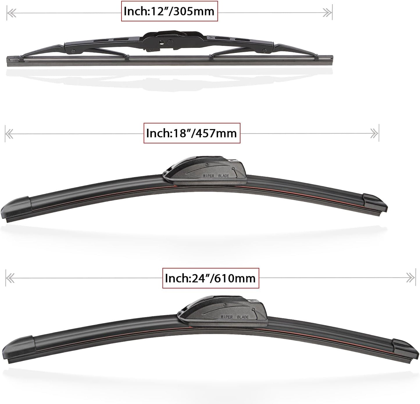 Windshield Wiper Blades Replacement for Chevy Chevrolet Blazer 2019 2020 2021 Original Factory Quality Front Rear Wipers Blade Set for Car - 24" 18" 12" (Pack of 3)