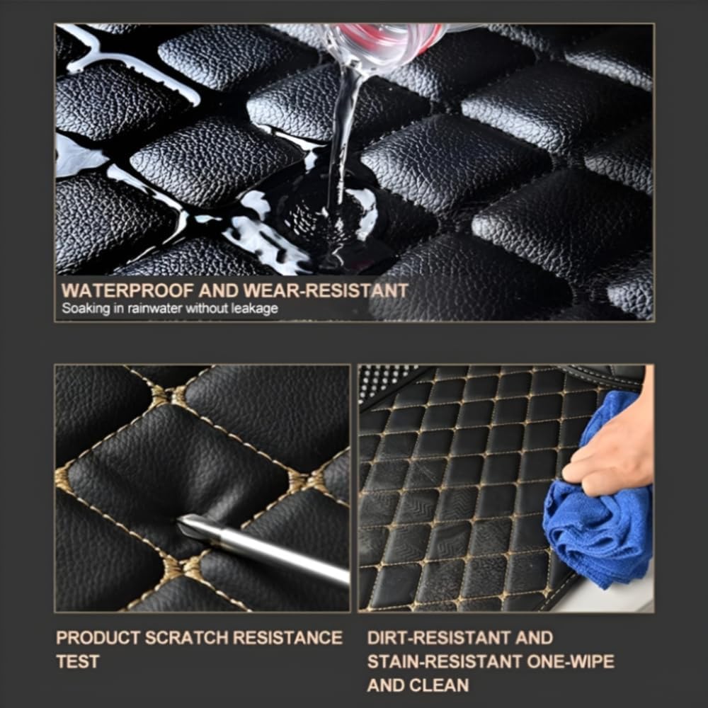 Add Personal Touch to Your Vehicle with IMEISH Customizable Logo Text Car Mats for 99% of vehiclesPads Protection Non-Slip Leather Floor Liners (Orange and Black Beige)