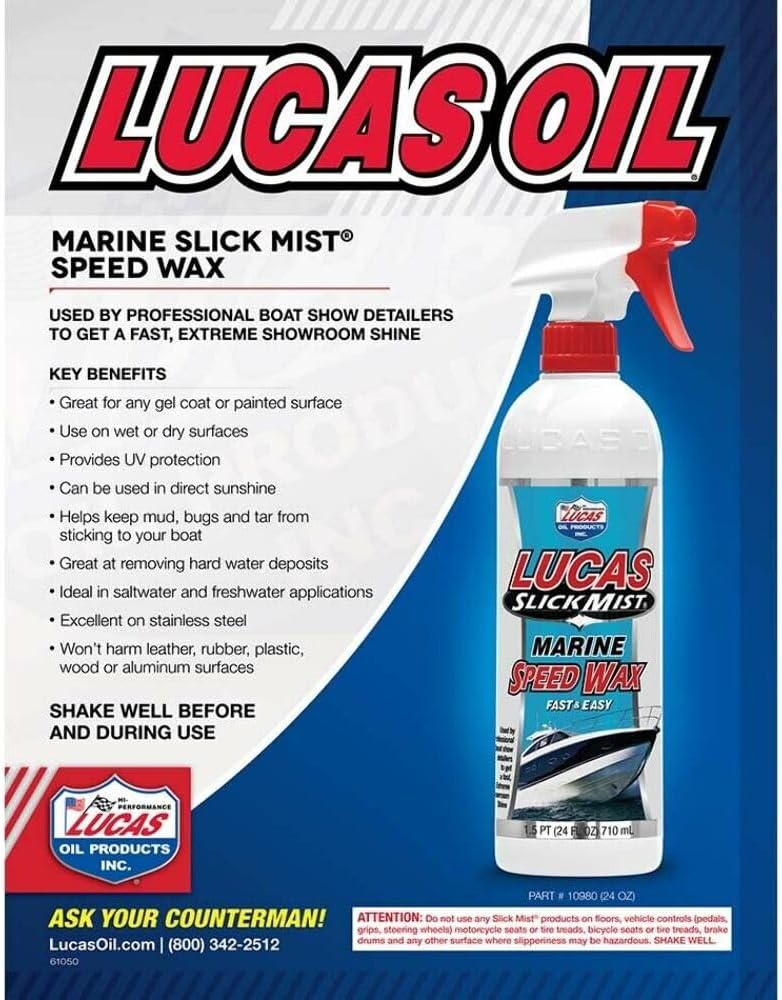 Lucas Oil 10980 Slick Mist Marine Speed Wax, 24 Oz