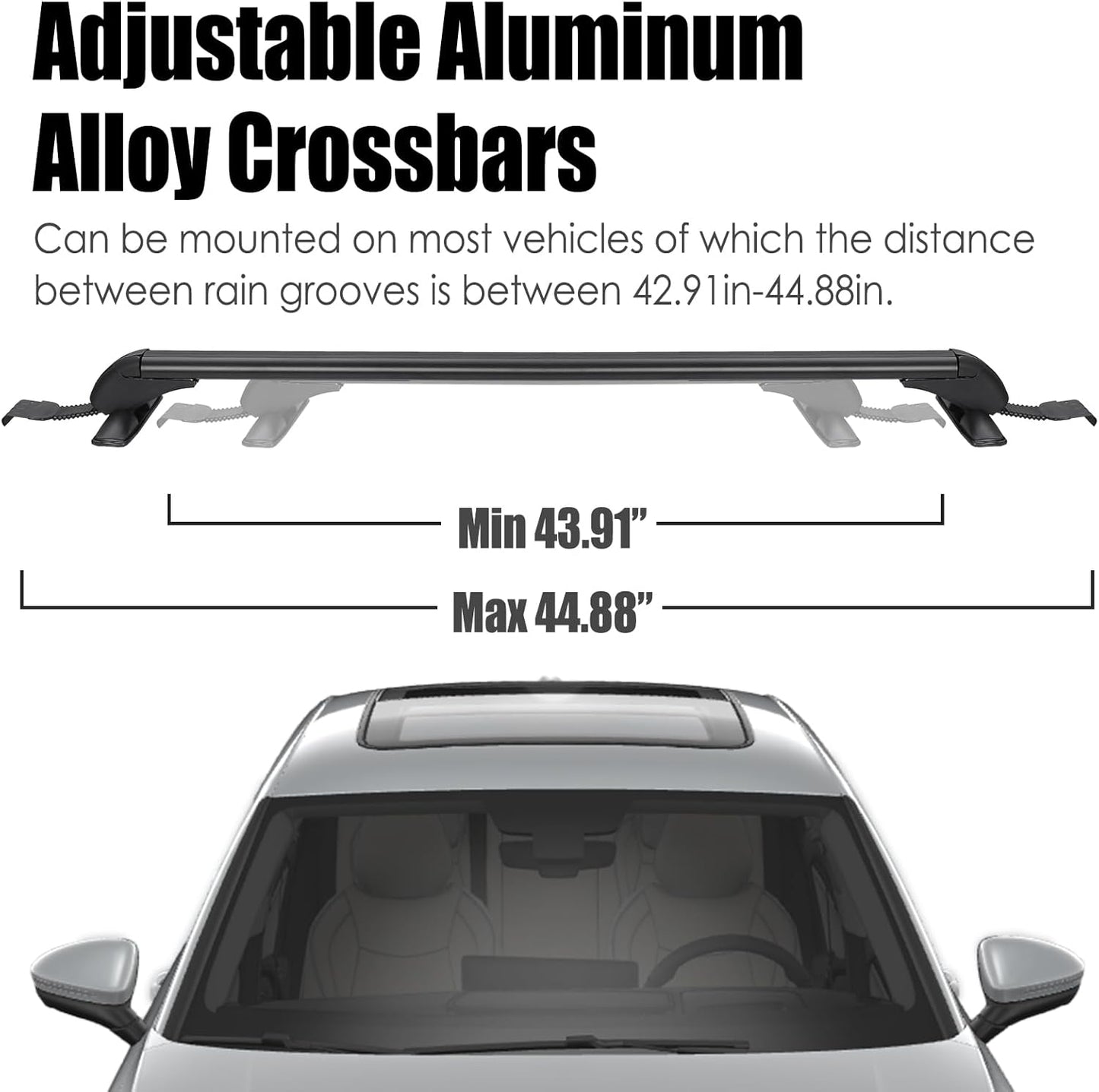 Universal Car Roof Rack, 43" Cross Bars with Anti-Theft Lock, Adjustable Aluminum Alloy Crossbars Heavy Duty Roof Crossbars for Car Roof Cargo Carrier, 165LBS Max Load