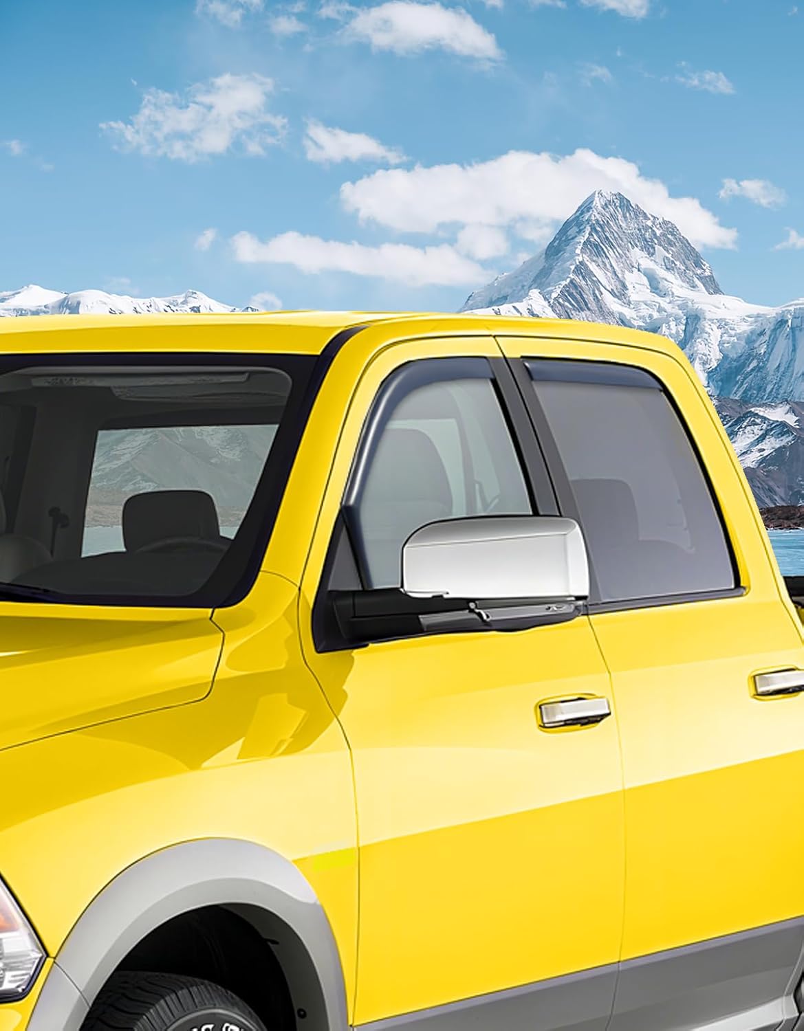 in-Channel Window Rain Guards Fit for Truck Dodge RAM 2009-2018 Crew Cab Mega Cab Extra Durable Window Deflectors Vent Visors Shades Car Accessories Visors Rain Guards