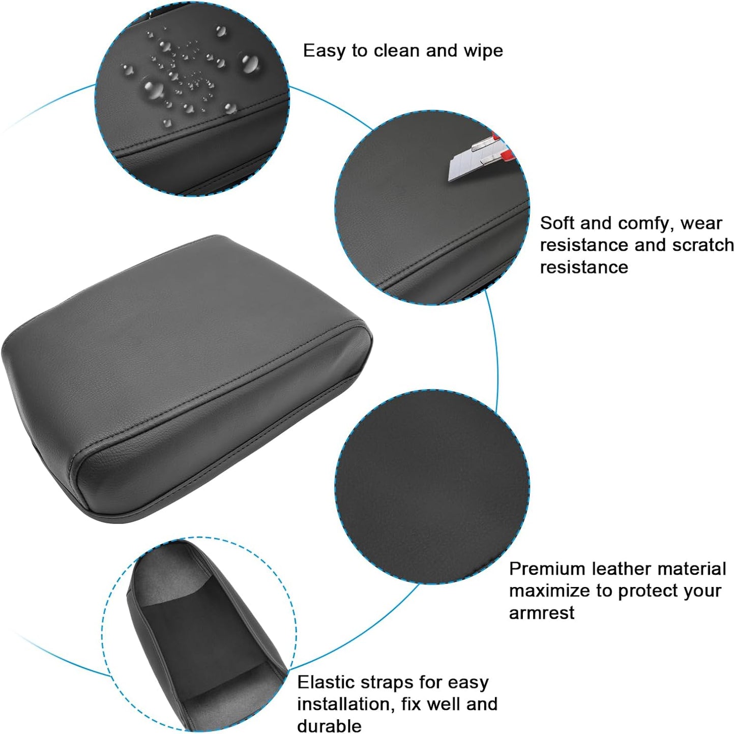 SXCY for 2024 VW Tiguan Armrest Cover for Volkswagen Tiguan 2024 Accessories 2018-2022 2023 2024 Tiguan Center Console Cover 2024 Tiguan Middle Console Cover (Black Leather Cover)