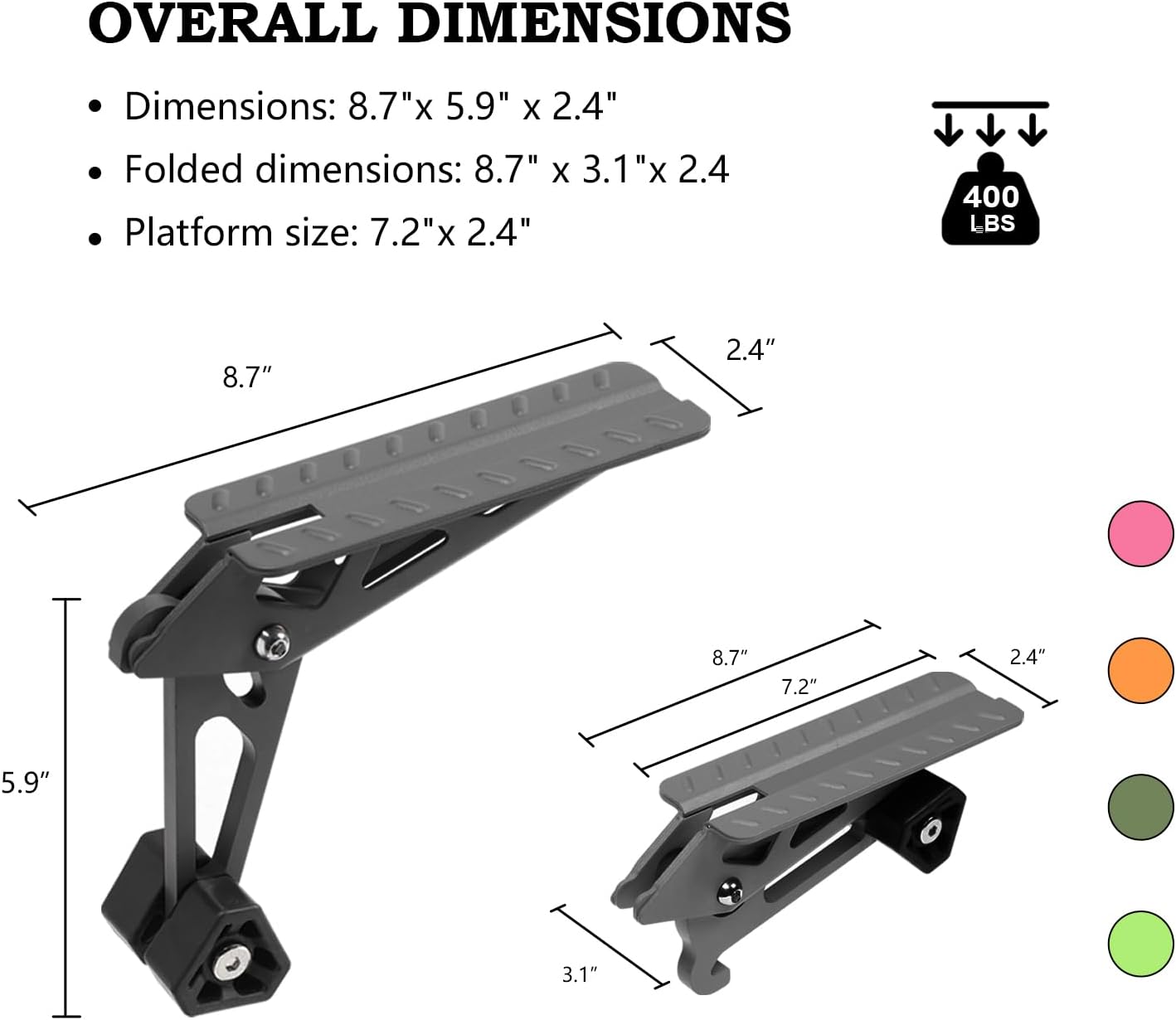 COWVIE Foldable Car Door Step Stand Pedal - Access to Vehicle's Top Roof Both Feet Stand Pedal Ladder for Most SUV Truck Jeep Black