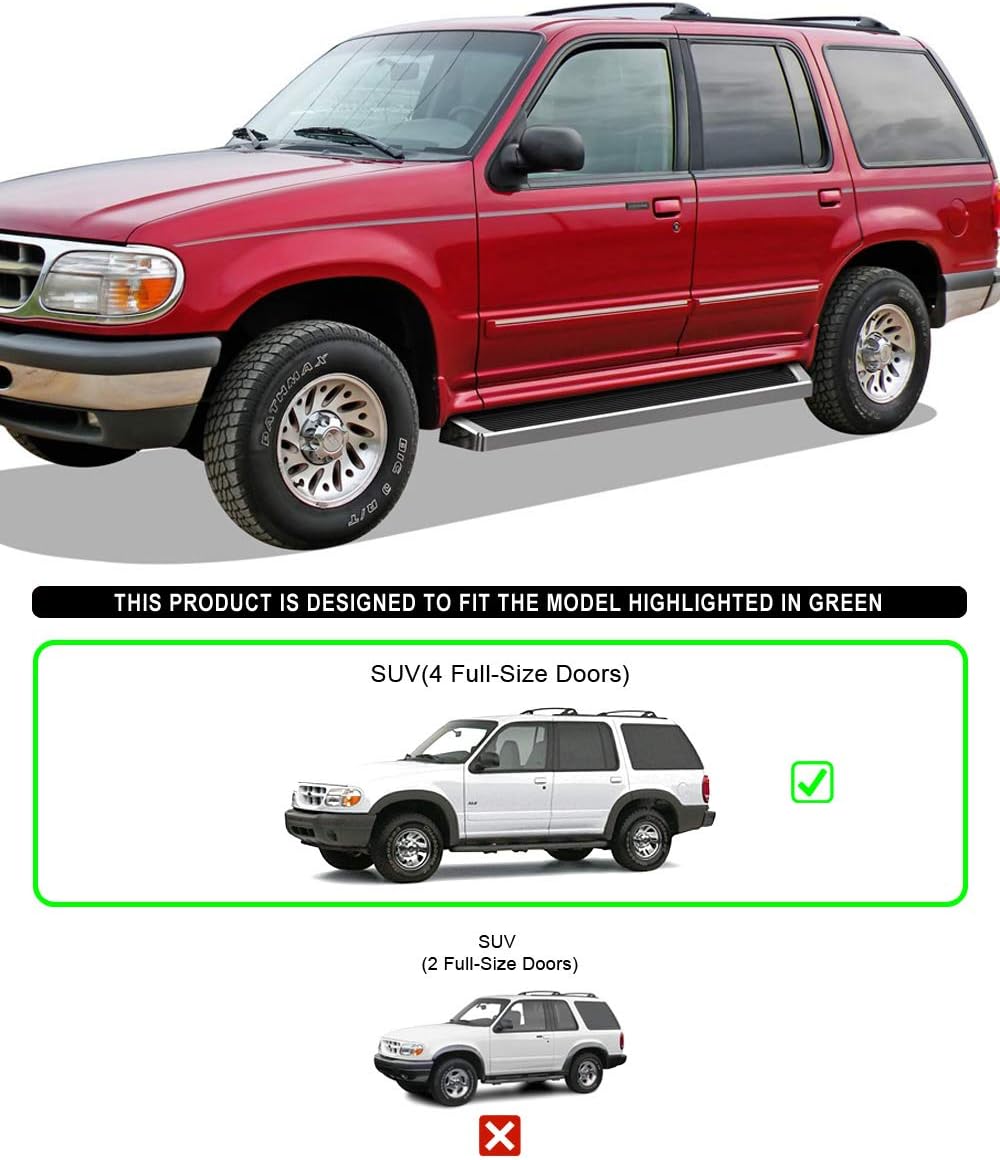 APS (Silver Running Board Style) Running Boards Nerf Bars Side Steps Step Compatible with Ford Explorer 1995-2001 4-Door (Exclude 02 Body Style and All Sport Trim Will Not Fit with Mud Flaps)