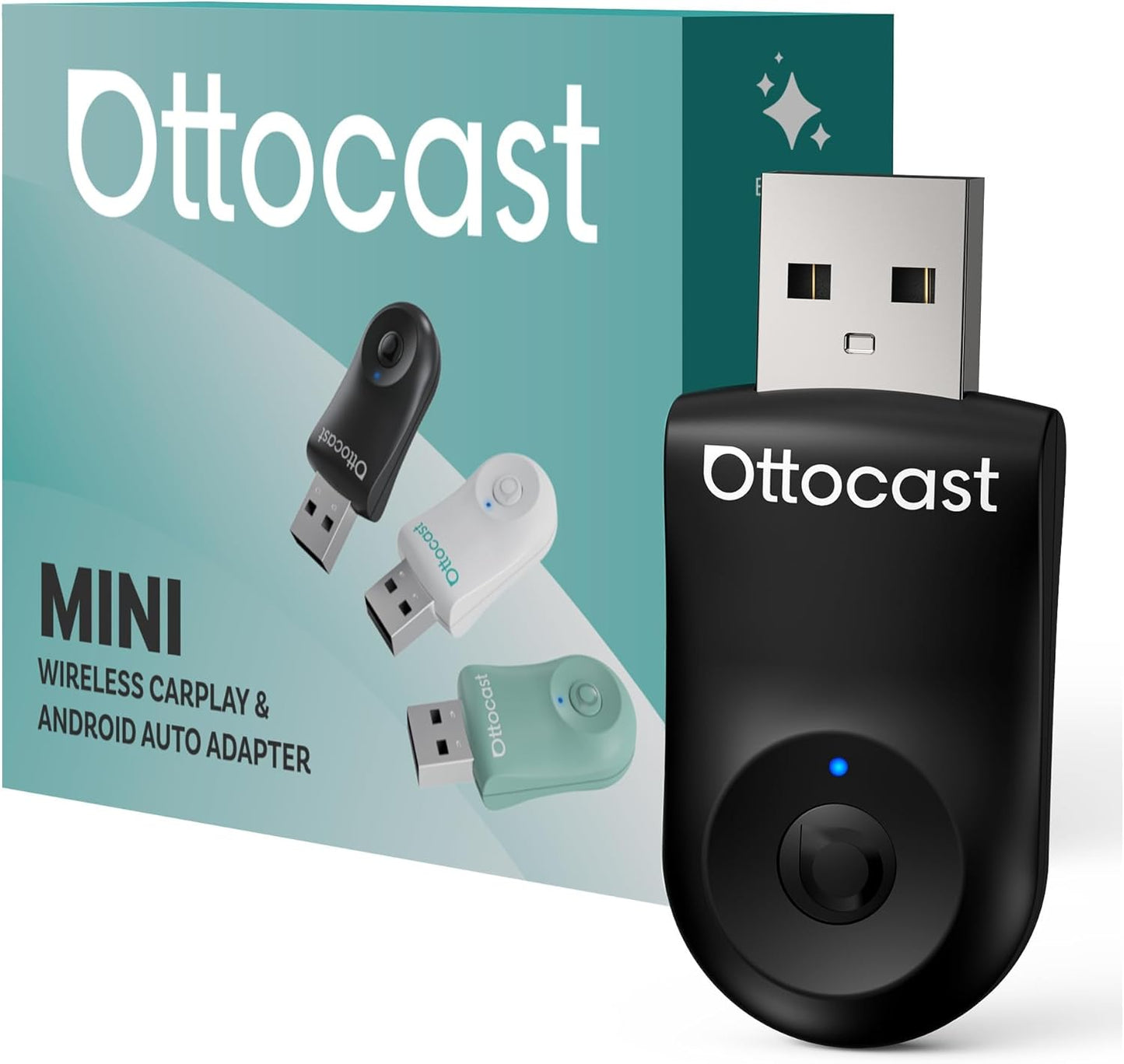 OTTOCAST Mini Dongle Wireless CarPlay Adapter for iPhone & Android Auto Adapter 2-in-1 Convert Wired to Wireless Apple Car Play, Plug & Play, USB-C, Low Latency (2016+ Cars, iOS 10+/Android 11+)