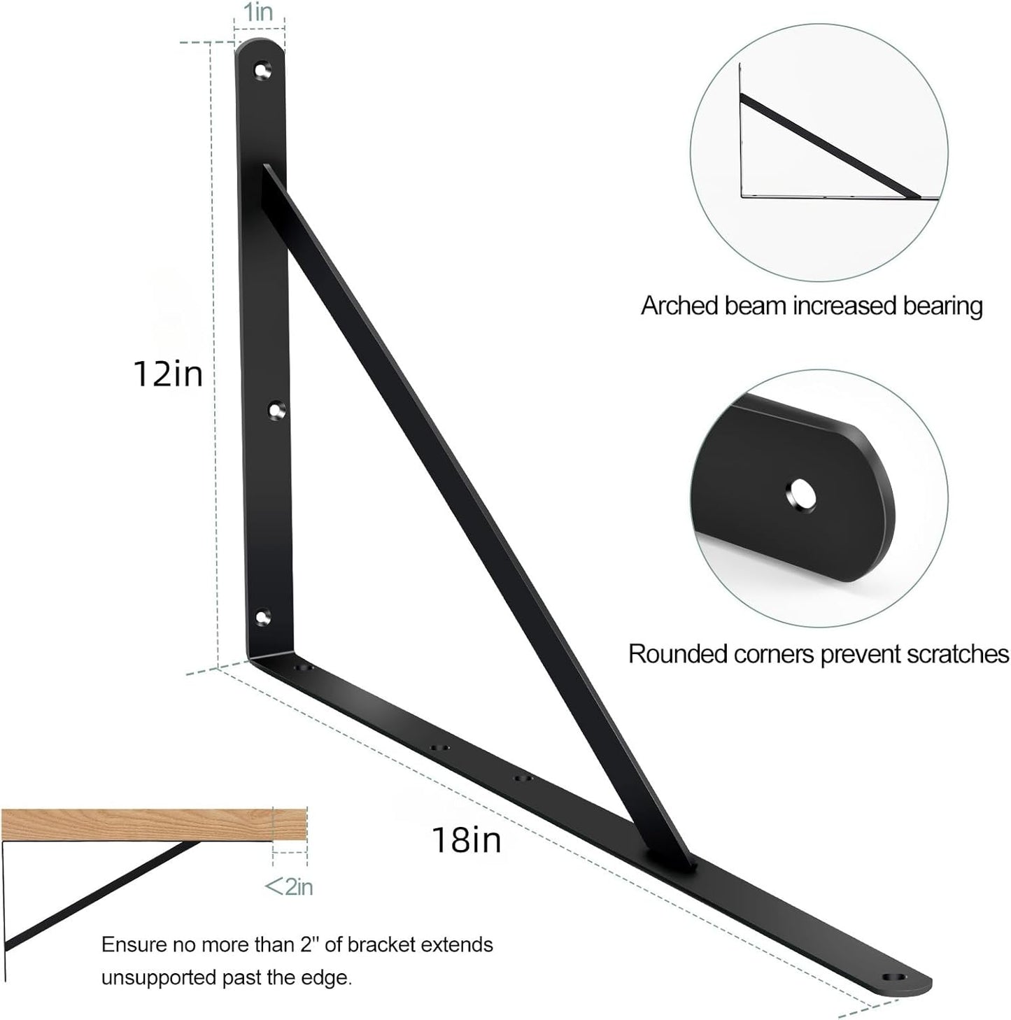 24 Pack L18 x H 12" Black Heavy Duty Shelf Brackets with Screws Metal Shelf Brackets Shelf Support Angle Brackets for Shelves L Brackets Heavy Duty Floating Shelf
