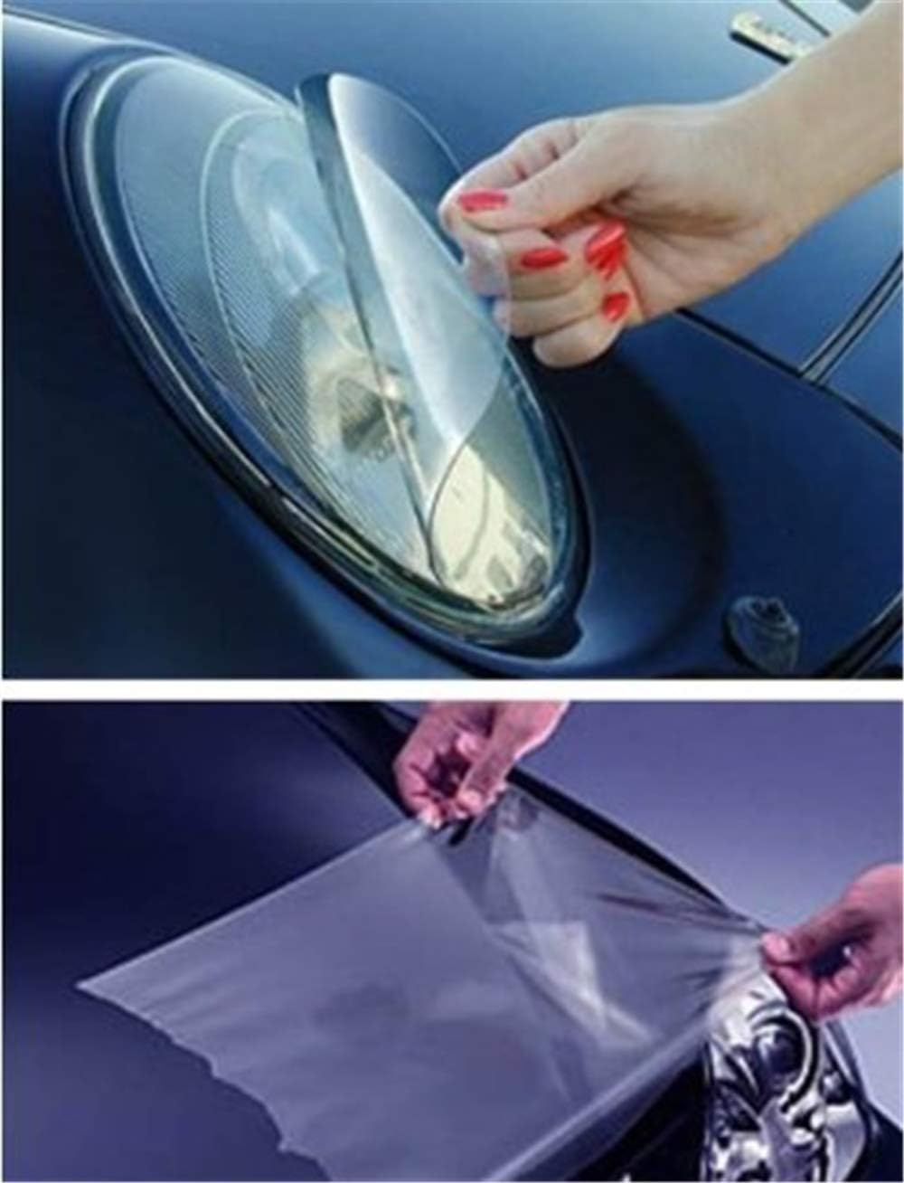 12 by 48 Inches Self Adhesive Headlight, Tail Lights, Fog Lights Tint Vinyl Film with Tools (Clear)