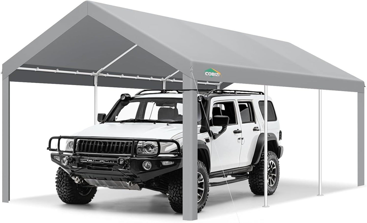 COBIZI Carport Canopy 12x20 Heavy Duty Car Tent Garage, Galvanized Frame Car Canopy Outdoor Shelter Waterproof & UV Protected with Built-in Sandbags & All-Season Tarp for Car Boat Truck, Gray