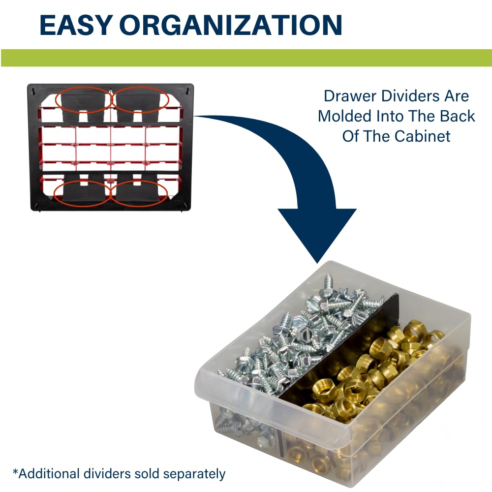 Akro-Mils 24-Drawer Plastic Drawer Storage Cabinet for Garage Organization, Bead Organizer, Building Bricks Storage, Teacher Toolbox, Makeup Organizer, 20-Inch W x 6-Inch D x 16-Inch H, 10124 Black