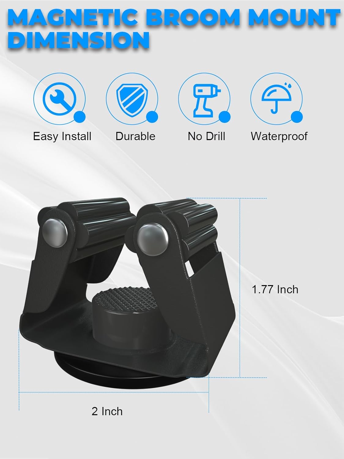 Magnetic Broom Mount, Mop Holder Magnetic No Drilling Magnetic Tool Holder Wall Mount for Garden Tool,Rack Rake,Shovel Handle,Garage,Kitchen,Laundry Tools Organizer-8 PCS/Gray