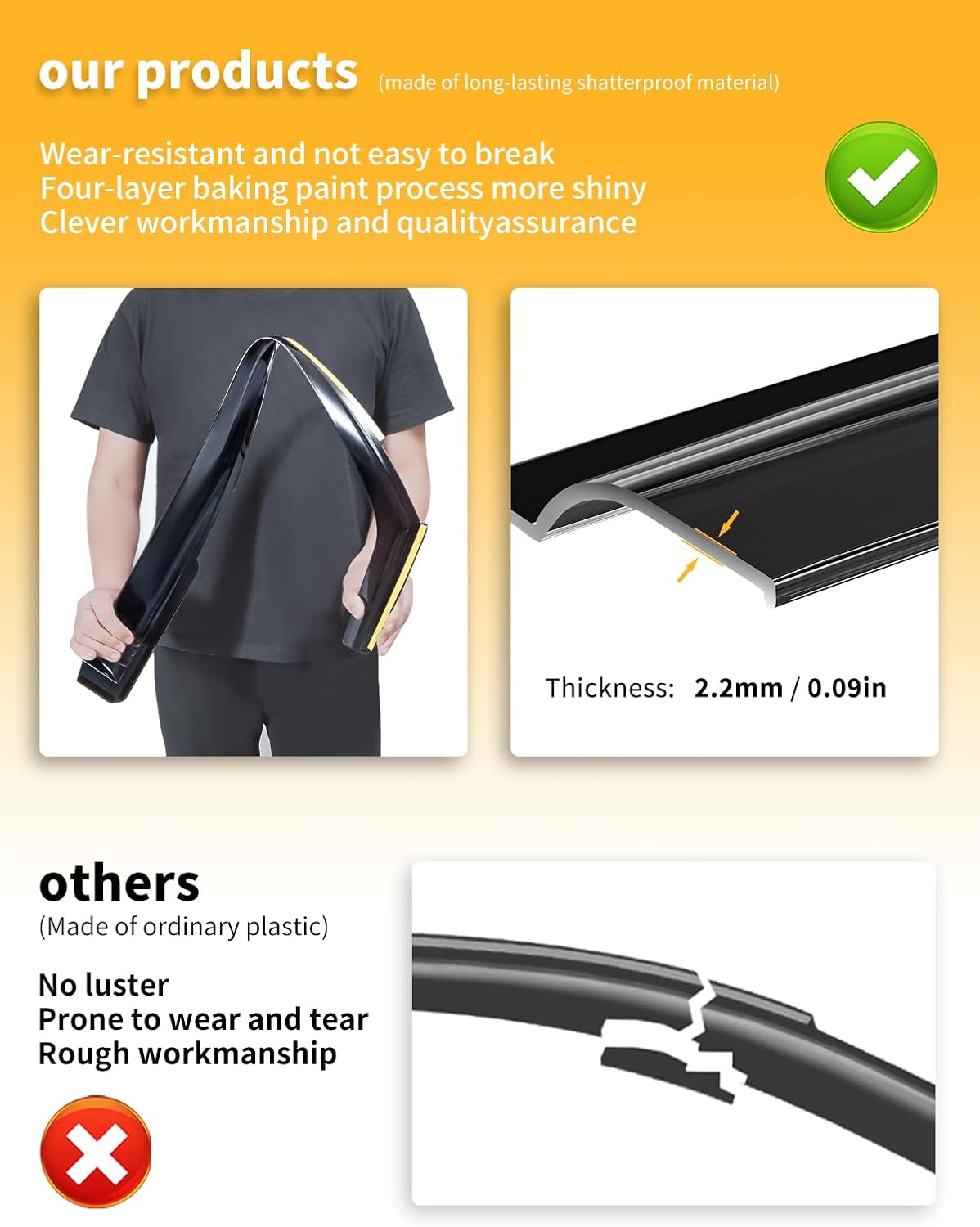 in-Channel Window Rain Guards Fit for Truck Nissan Frontier 2022-2025 Crew Cab Extra Durable Window Deflectors Window Visors Vent Visors Vent Shades Car Accessories-4 pcs Q28