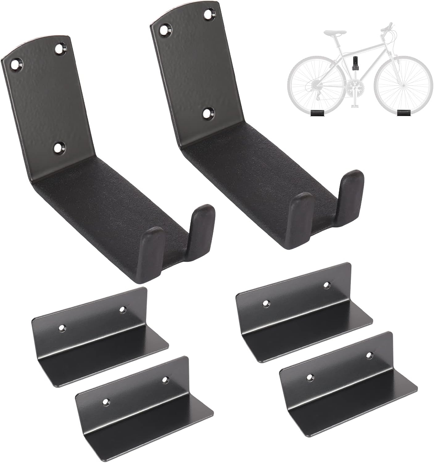 Bike Wall Mount, Pedal Mount Bike Rack for Garage, Bike Storage Hanger Bicycle, Heavy Duty Bike Hooks with Rubber Pad for Wall, Max 50LB, 2 Set