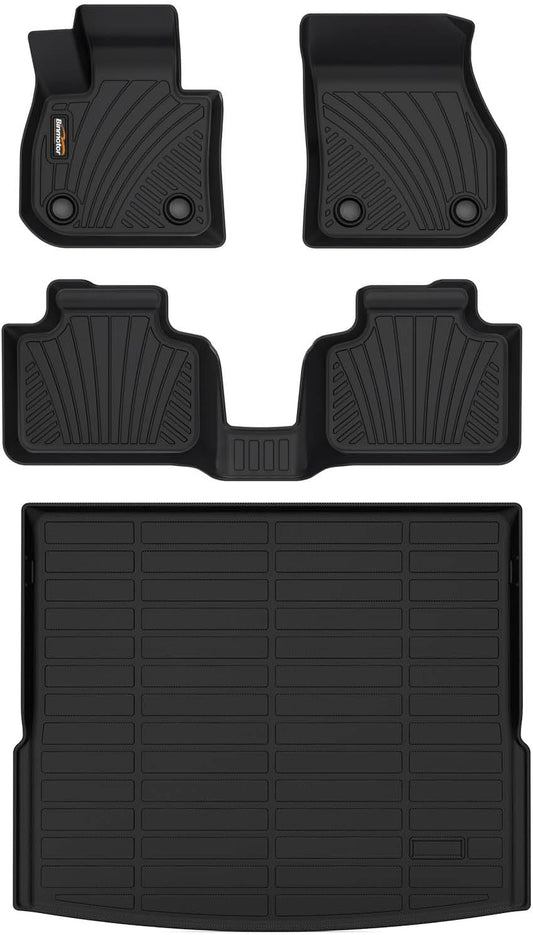 Binmotor-All Weather Floor Mats Cargo Liner Set for BMW X1 2023 2024 2025,1st & 2nd Row Full Set, TPE Rubber mats Heavy Duty Car Floor Liners-Black for X1 Accessories