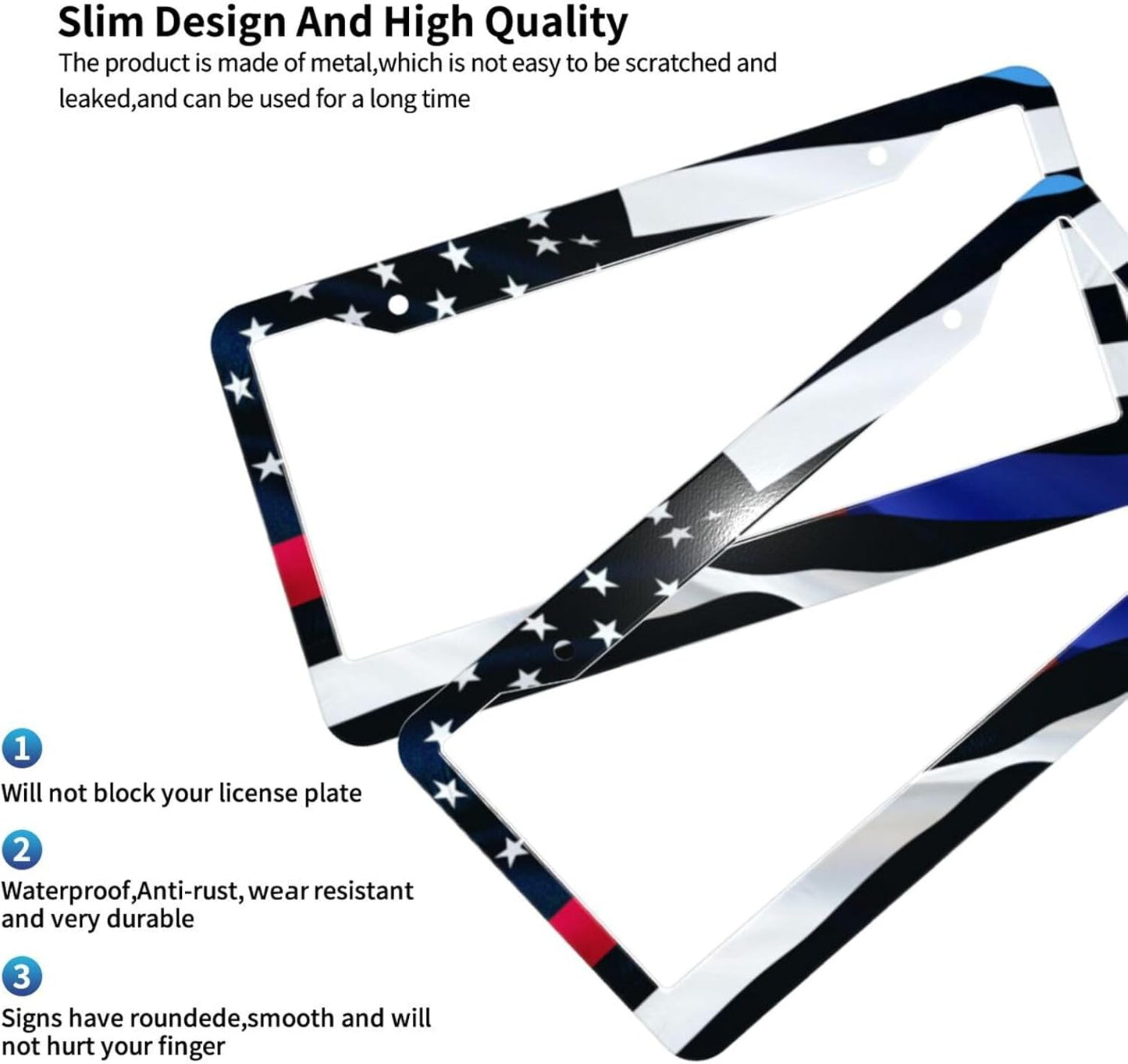 American Flag License Plate Frame American Flag License Plate Holder American Flag Eagle License Plate Frame Covers US Car Tag Frame Stainless Aluminum 2 Pack 2 Holes Decorative 2 Pcs Set for Men