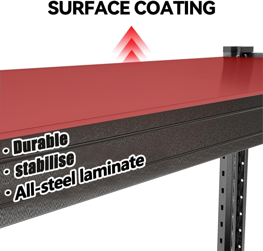 Storage Rack, Heavy Duty Metal Garage Shelving, 5 Tier Adjustable Utility Shelf, Industrial Storage Rack For Garage, Storage Racks Organizer for Basement and Workshop, 51.2"W×47.2"H×23.6"D, Black