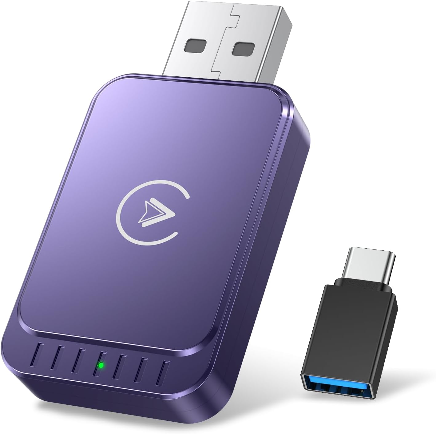 AuroraLink Wireless Carplay Adapter & Android Auto Wireless Adapter 2-in-1 Fast & Stable Carplay Wireless Adapter Convert Wired to Wireless Car Play Adapter for iOS 10+/Android 11+ (Dark Purple)