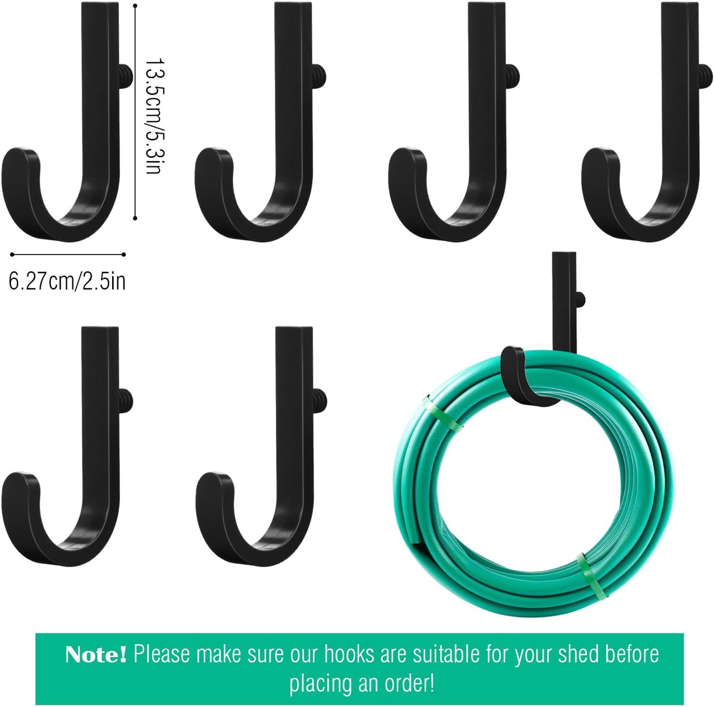 8 Pcs Shed Storage Tool Hooks Accessories Compatible with Suncast, Compatible with Craftsman for Hanging Shelves Accessories Part, Storage Sheds Replacement Screws, Brackets and Hooks(J Shaped)