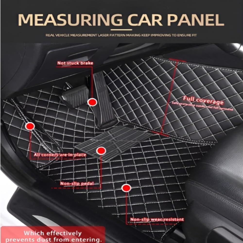 Add Personal Touch to Your Vehicle with IMEISH Customizable Logo Text Car Mats for 99% of vehiclesPads Protection Non-Slip Leather Floor Liners (White)